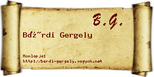Bérdi Gergely névjegykártya
