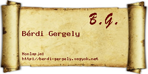 Bérdi Gergely névjegykártya